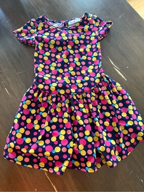 NWOT dot dot smile Girls Navy Polka Dot Fit & Flare Dress - Pink & Yellow Dots